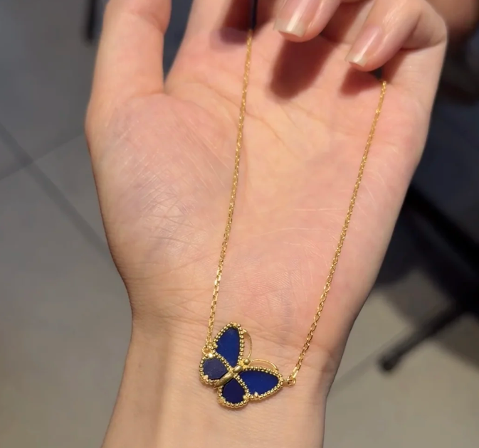 [Shinejoy] COLLIER PAPILLON DIAMANT ROUGE OR ROSE