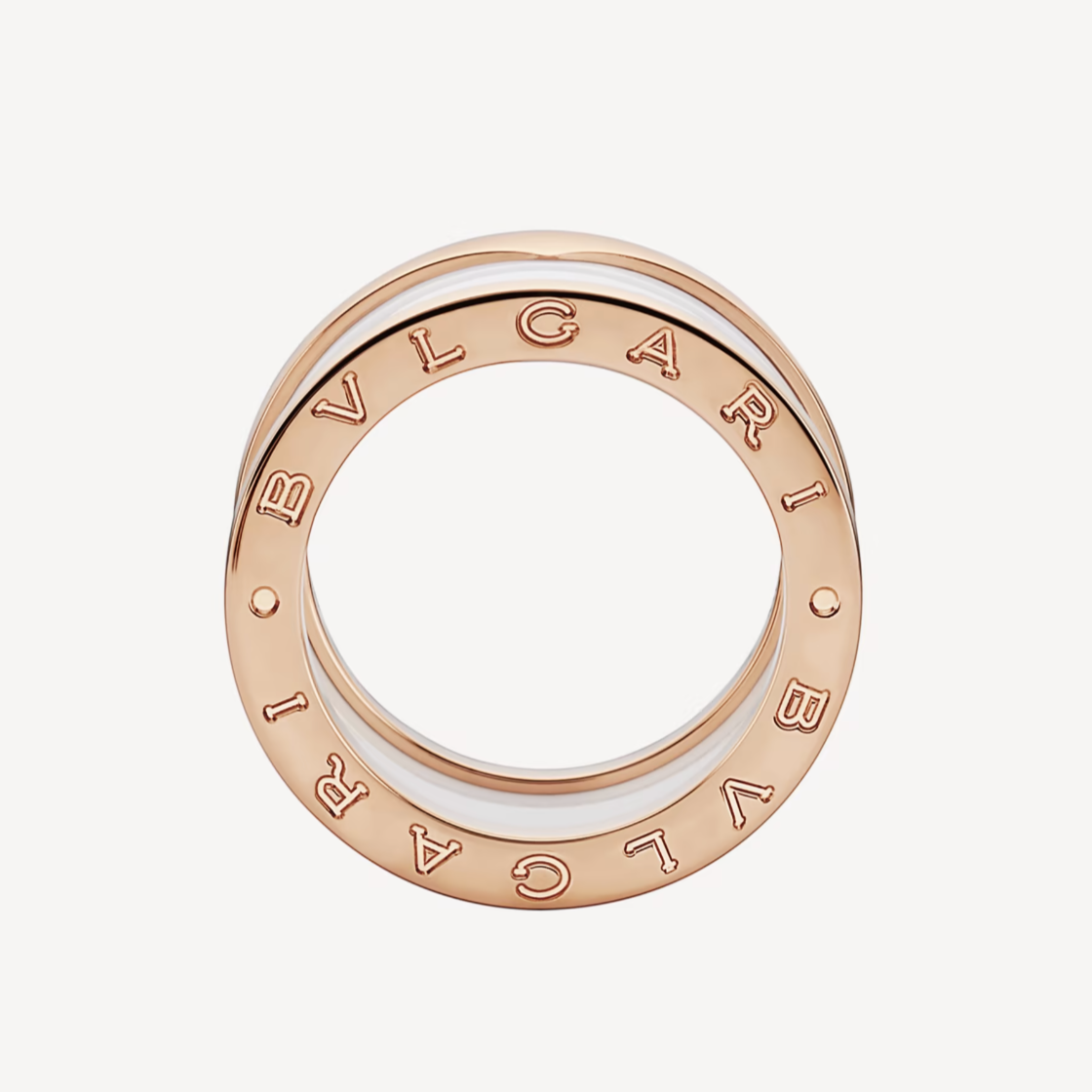 [Shinejoy] Bague Zero 1 à quatre anneaux et spirale en céramique blanche et or rose