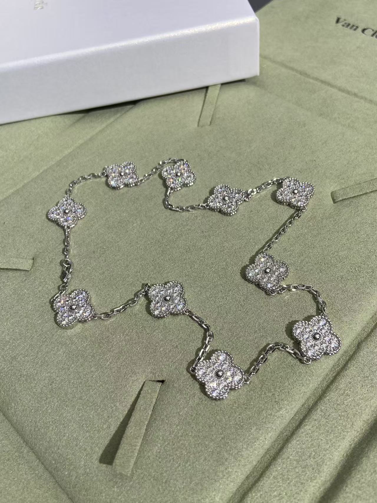 [Shinejoy Jewelry]CLOVER 10 MOTIFS  FULL DIAMOND NECKLACE