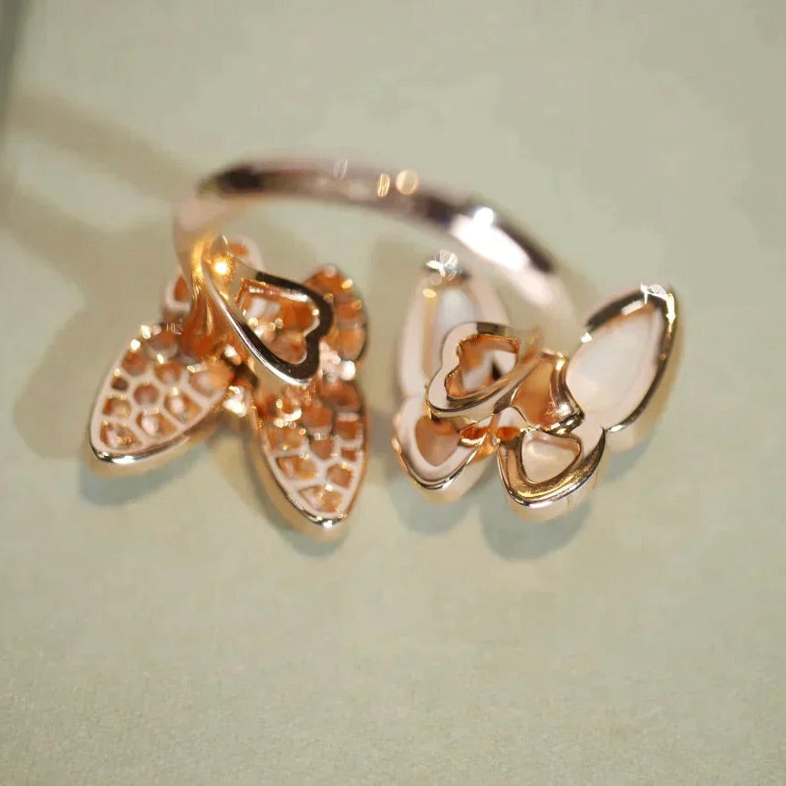 [Shinejoy] Bague balai diamant papillon double