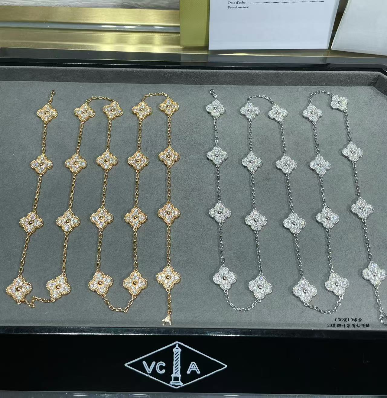 [Shinejoy]CLOVER 20 MOTIFS FULL-DIAMOND NECKLACE