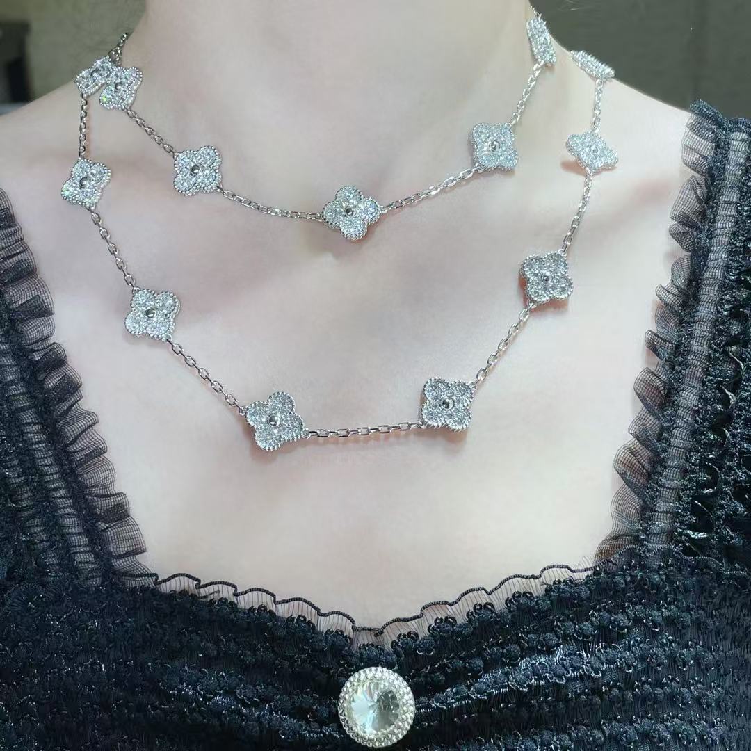 [Shinejoy]CLOVER 20 MOTIFS FULL-DIAMOND NECKLACE