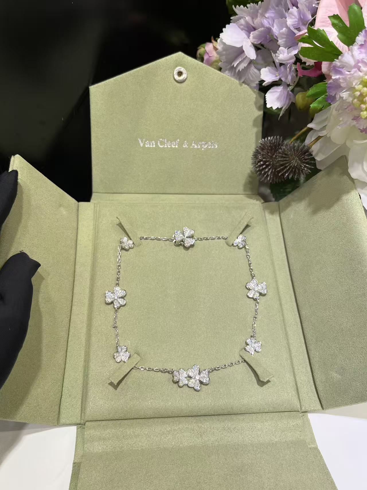 [Shinejoy Jewelry]CLOVER 10 MOTIFS  FULL DIAMOND NECKLACE