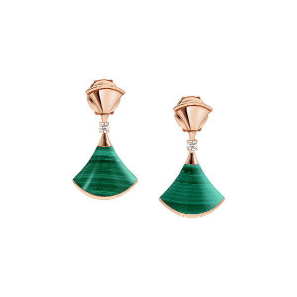 [Shinejoy]DREAM MALACHITE PINK GOLD EARRINGS