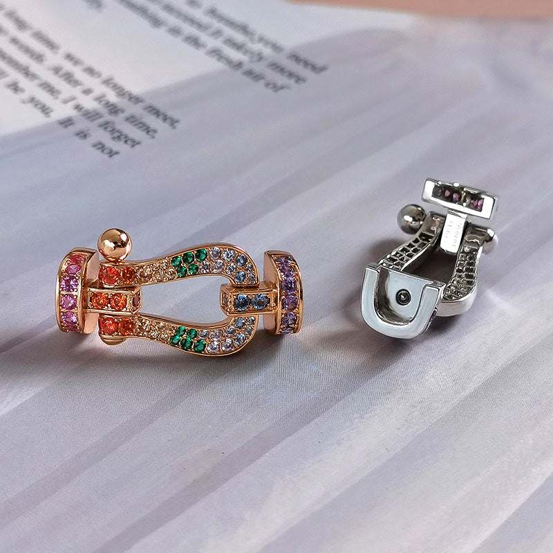 [Shinejoy]FORC LARGE HORSESHOE  COLORED DIAMOND BRACELET SILVER