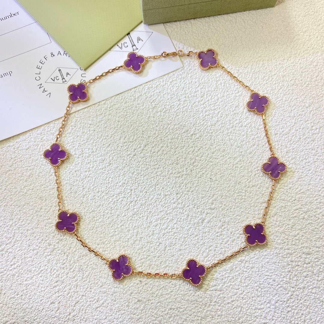 [Shinejoy Jewelry] COLLIER CLOVER 10 MOTIFS VIOLET