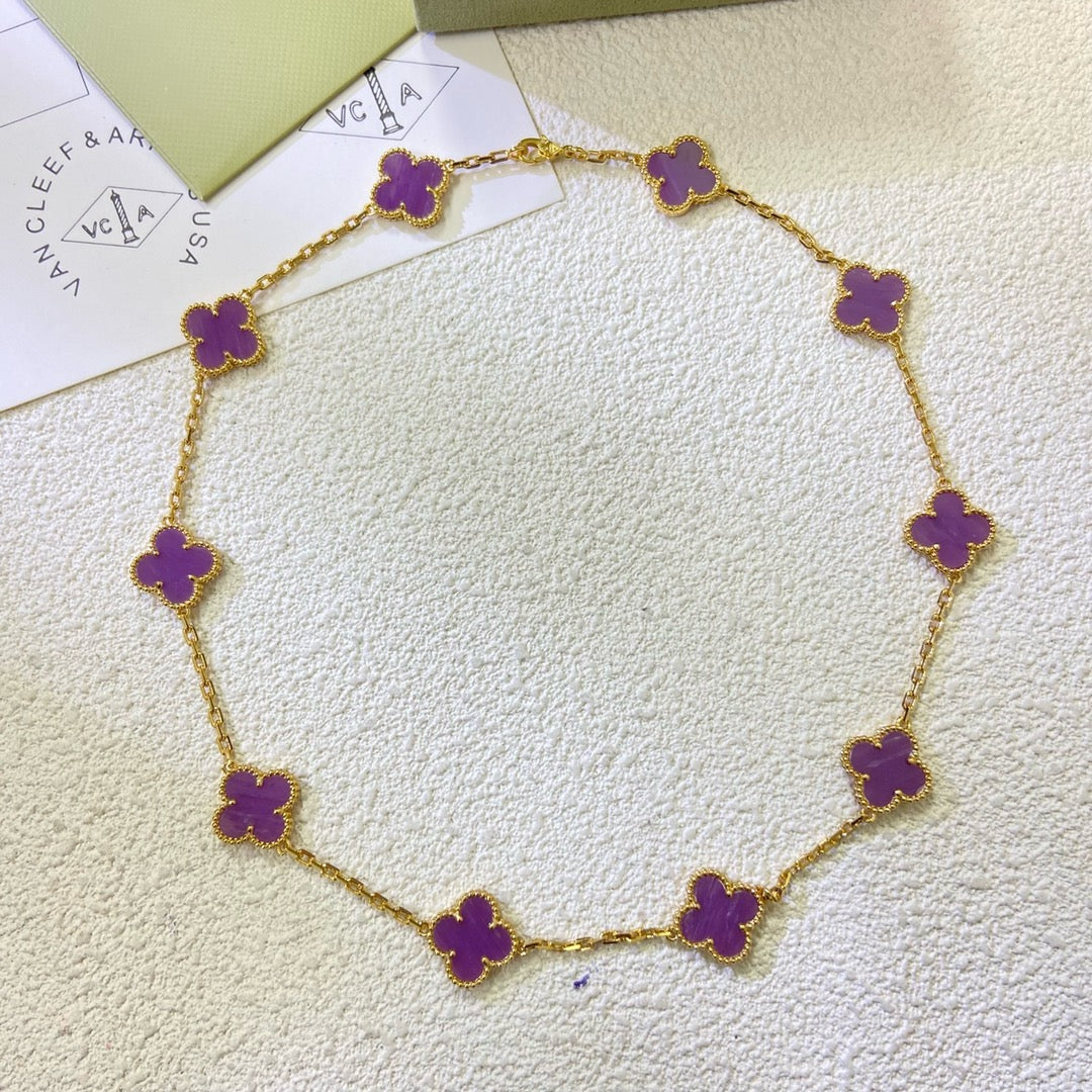 [Shinejoy Jewelry] COLLIER CLOVER 10 MOTIFS VIOLET
