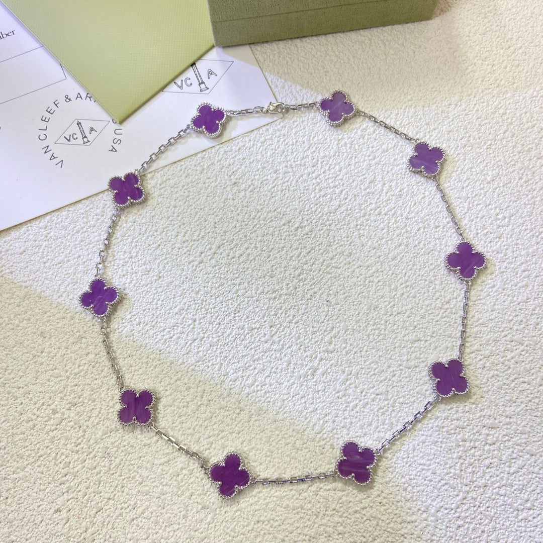 [Shinejoy Jewelry] COLLIER CLOVER 10 MOTIFS VIOLET