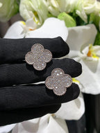 [Shinejoy]CLOVER 20MM MOTIFS DIAMOND STUD EARRINGS SILVER