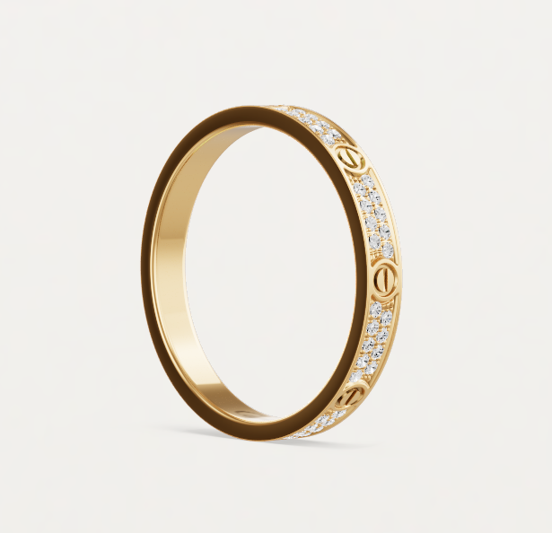 Bague [Shinejoy] LOVE RING, or, sertie de diamants, largeur 2,6 mm.