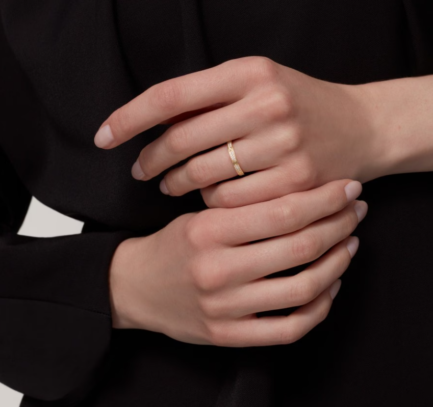 Bague [Shinejoy] LOVE RING, or, sertie de diamants, largeur 2,6 mm.