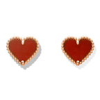 [Shinejoy]Boucles d'oreilles clous en cornaline en forme de cœur