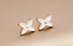 [Shinejoy]JEUX DE WHITE MOP PINK GOLD DIAMOND OREILLES