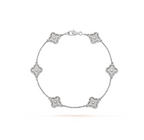 [Shinejoy]CLOVER 6 MOTIF SILVER DIAMOND BRACELET