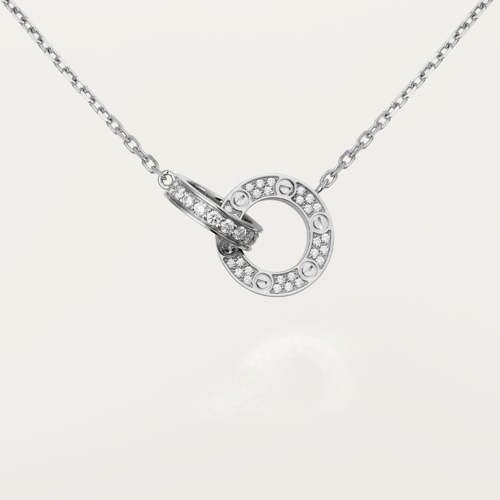 [Shinejoy] COLLIER LOVE 7,6 MM OR ROSE ET ARGENT DIAMANTS