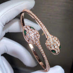 [Shinejoy]SERPENTI BRACELET PINK GOLD MALACHITE DIAMOND DOUBLE SNAKE
