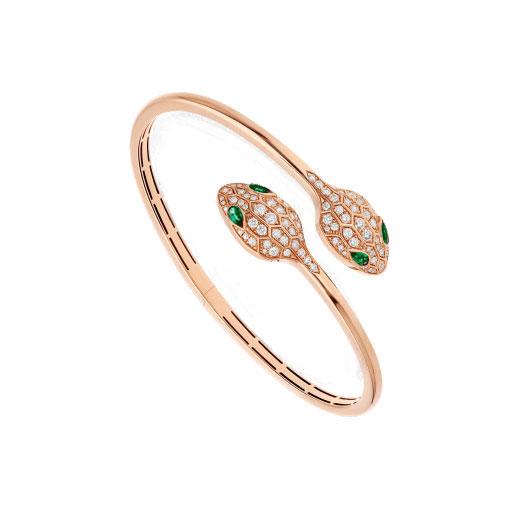 [Shinejoy]SERPENTI BRACELET PINK GOLD MALACHITE DIAMOND DOUBLE SNAKE