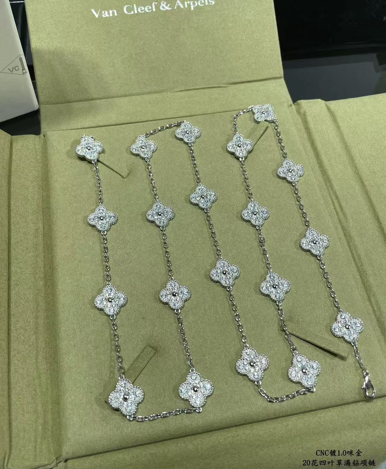 [Shinejoy]CLOVER 20 MOTIFS FULL-DIAMOND NECKLACE