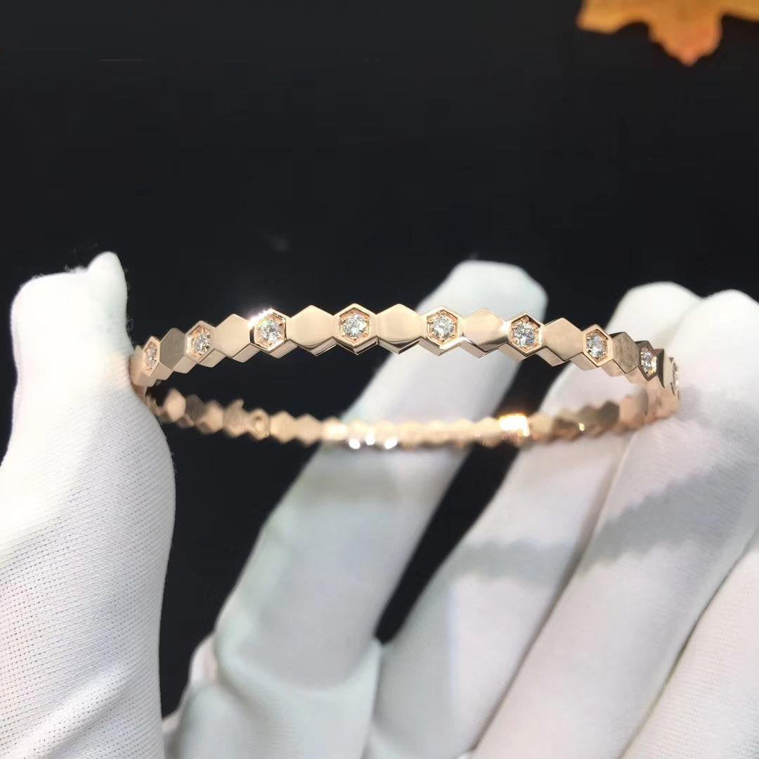 [Shinejoy]Bracelet BEE LOVE rose, or et diamants 