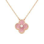[Shinejoy] COLLIER CLOVER 15MM DIAMANT RHODONITE