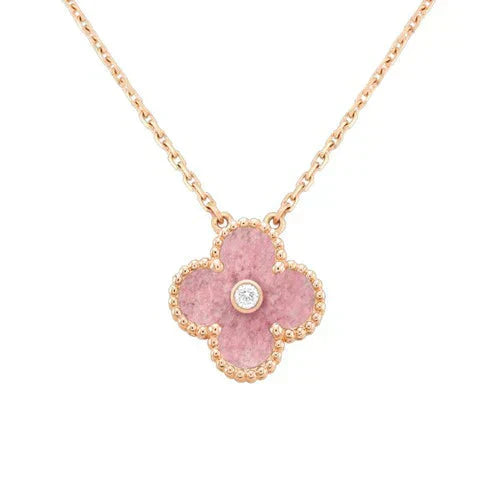 [Shinejoy] COLLIER CLOVER 15MM DIAMANT RHODONITE