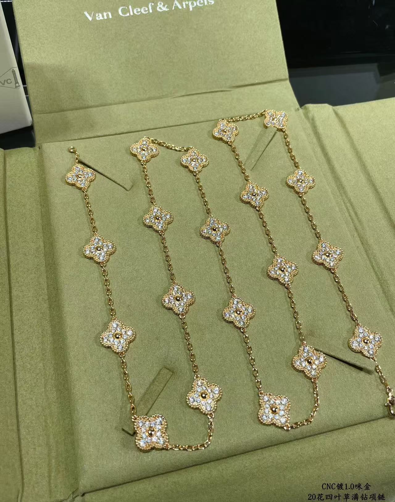 [Shinejoy]CLOVER 20 MOTIFS FULL-DIAMOND NECKLACE