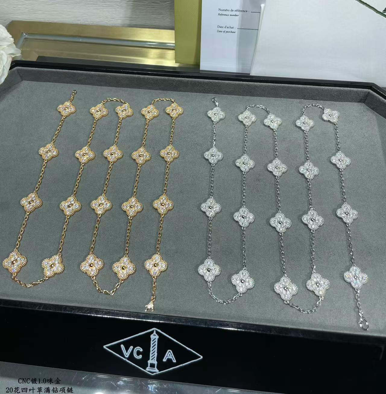 [Shinejoy]CLOVER 20 MOTIFS FULL-DIAMOND NECKLACE