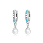 Boucles d'oreilles pendantes turquoise avec perles coquillage