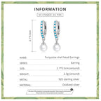 Boucles d'oreilles pendantes turquoise avec perles coquillage