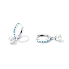 Boucles d'oreilles pendantes turquoise avec perles coquillage