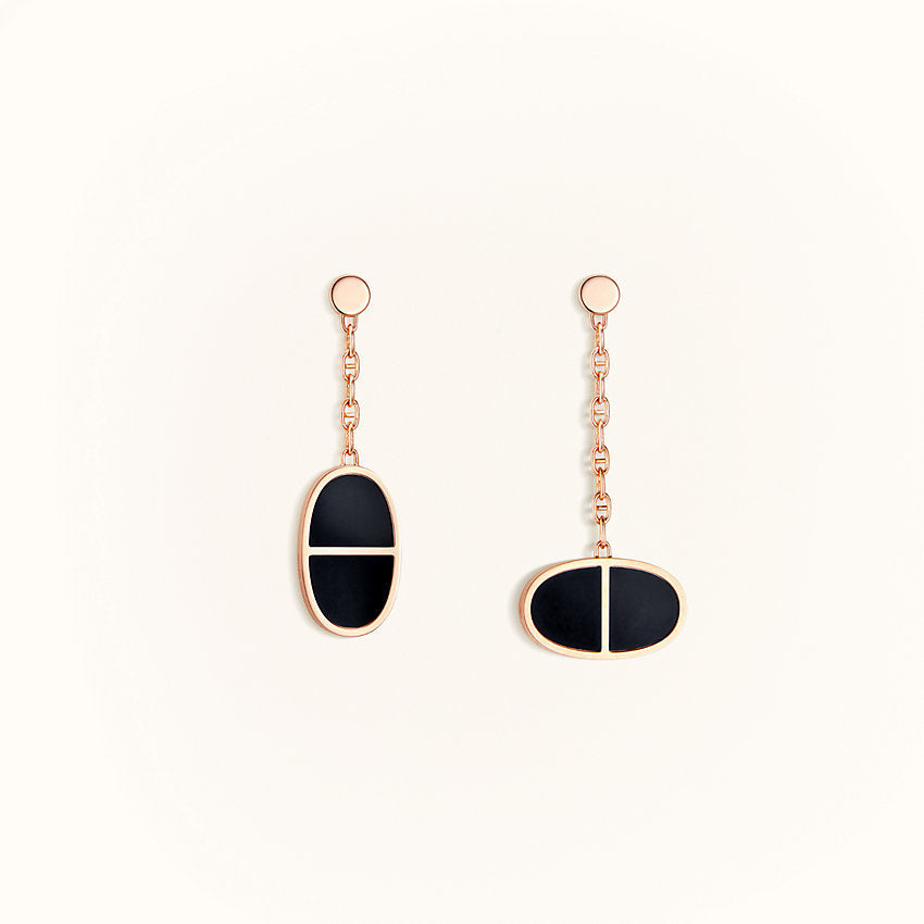 [Shinejoy]CHAINE VERSO BLACK CERAMIC EARRINGS