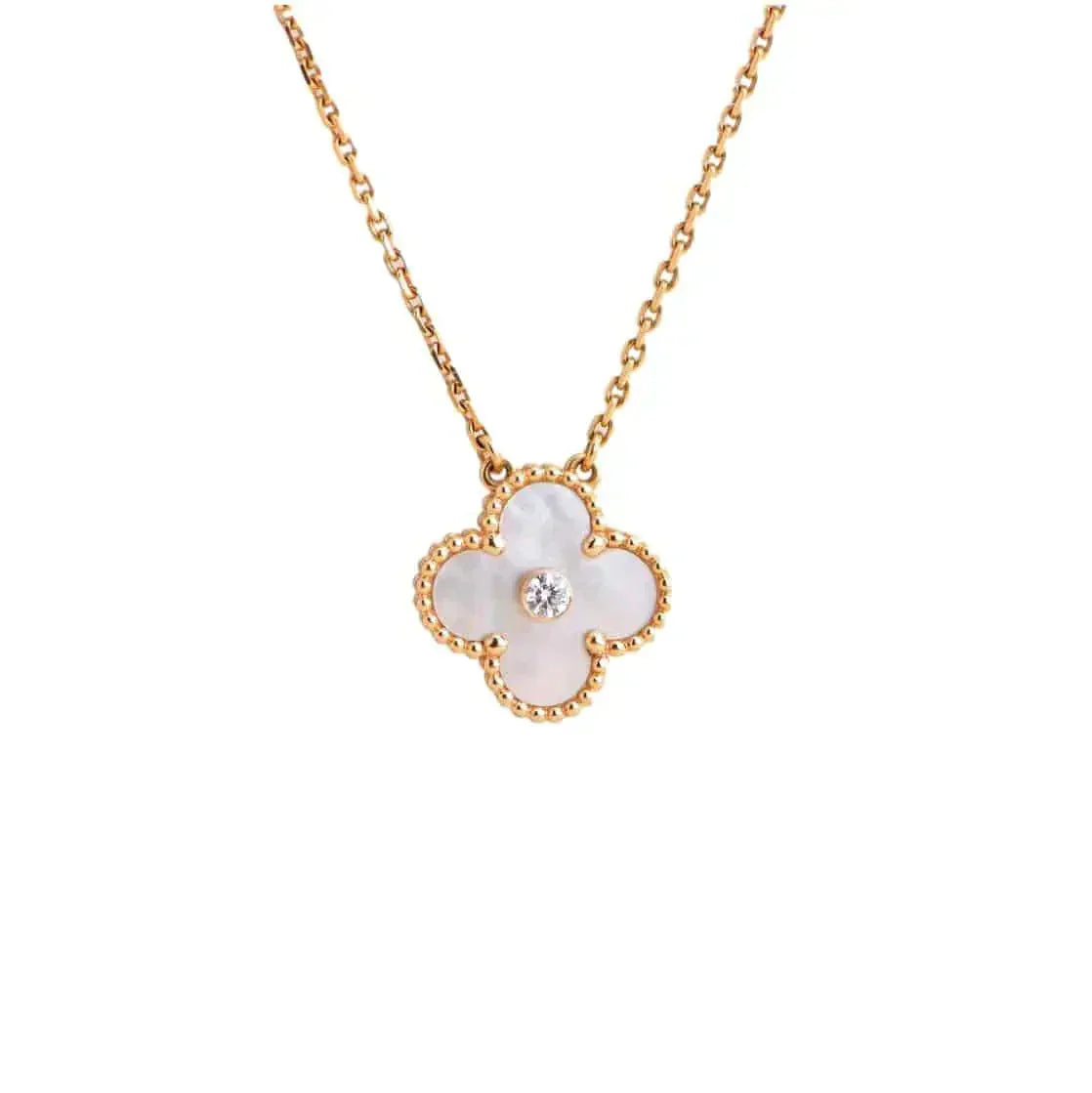 [Shinejoy] COLLIER CLOVER 15MM DIAMANT FRITILLAIRE BLANCHE