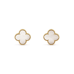 [Shinejoy]Boucles d'oreilles clous CLOVER MEDIUM 1 MOTIFS BLANC MOP