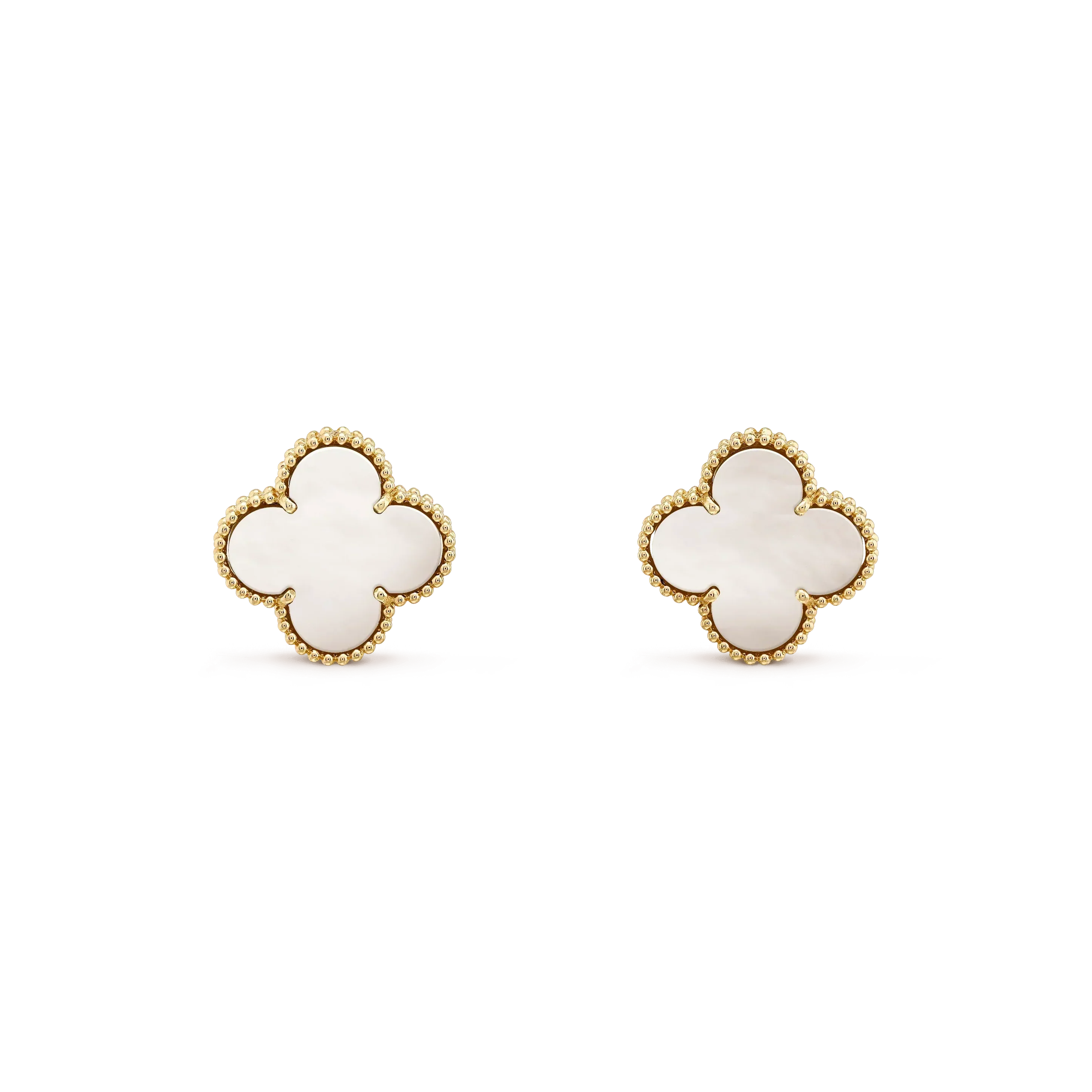 [Shinejoy]Boucles d'oreilles clous CLOVER MEDIUM 1 MOTIFS BLANC MOP