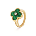 [Shinejoy]CLOVER MALACHITE RING GOLD DIAMOND